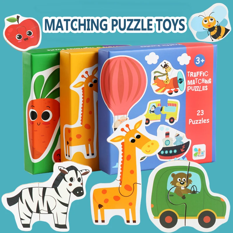 

Kids Study Wooden Wood Animal Cognition Puzzle Fruit Learning Educational Toy Christmas Gifts for kid Developmental Baby Toys