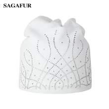 Стразы, зимняя женская шапка, модные шапочки для девушек, Элегантная шляпка, простая вязаная шапка для женщин, Skullies