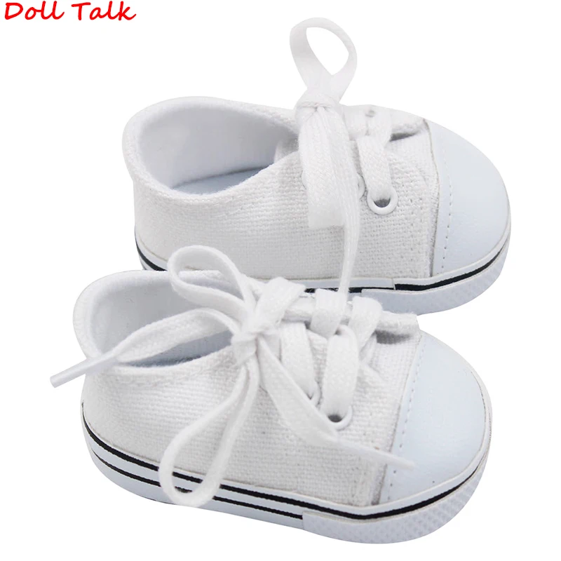 Кукла Talk Baby Doll, модные парусиновые кроссовки, обувь для девочек 18 дюймов, аксессуары для кукол, обувь с круглым носком, на шнуровке, парусиновая обувь