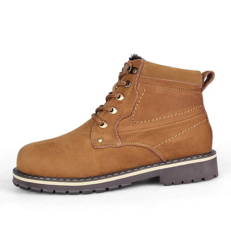 ZIMNIE/осенне-зимние мужские ботинки в винтажном стиле, большие размеры 37-50 мужская обувь повседневные модные теплые ботинки martin на шнуровке Hombre - Цвет: Light Brown