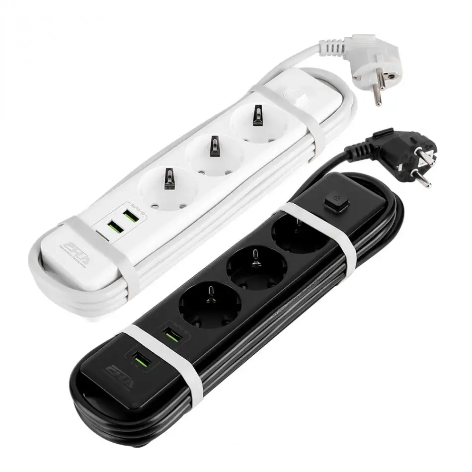 Pаспродажа ЕС Plug Smart USB Мощность полосы 3 Порты и разъёмы 3 розетки гнездо защита от перегрузки Стабилизатор напряжения 2 цвета доступны