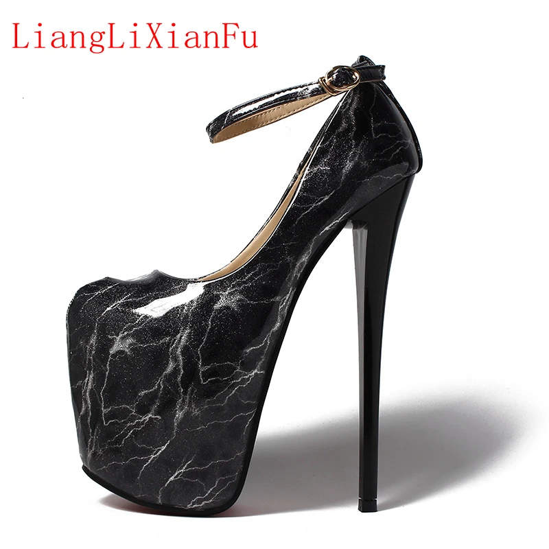 

LiangLiXianFu Ankle Strap Women Pumps Sexy Spring Autumn Bridal Shoes 19cm Heel Pumps