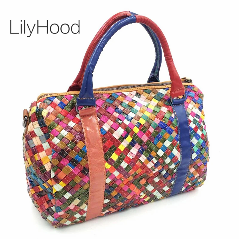 Женская сумка мессенджер из овечьей кожи LilyHood повседневная цветная натуральной