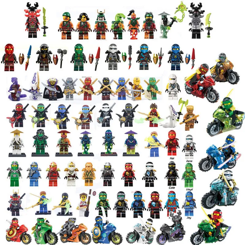 

2018 Compatible LegoINGlys NinjagoINGlys Sets NINJA Heroes Kai Jay Cole Zane Nya Lloyd With Weapons Action Toys for children