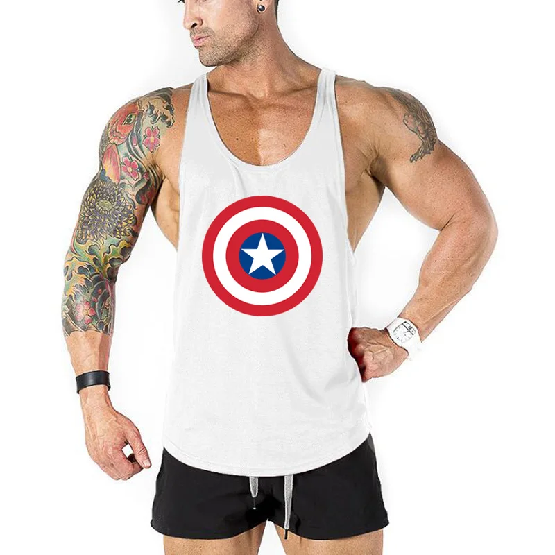 

Brand Bodybuilding Stringer Clothing Captain America Gyms Tank Top Men Fitness Men Vest Singlets sportswear Undershirt
