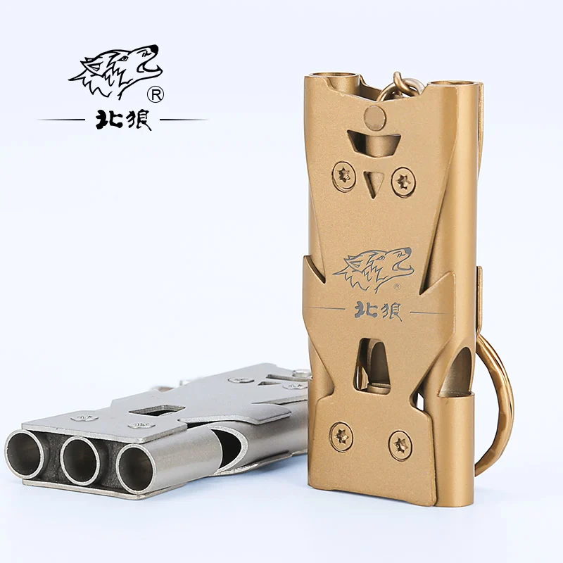 

North Wolf stainless steel three tube whistle outdoor multi-function laser engraving high frequency survival whistle