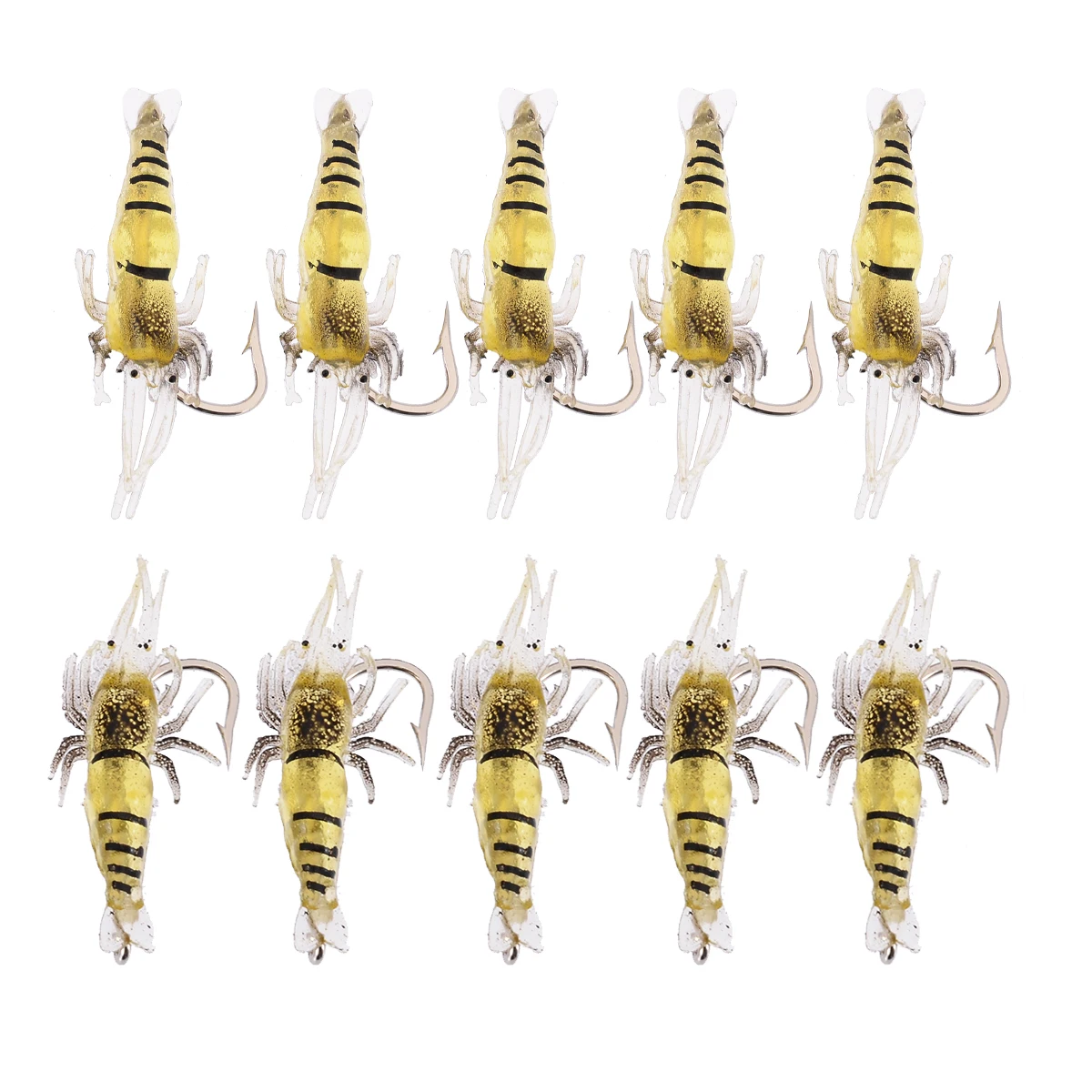 New 10Pcs Soft Silicone Shrimp Fishing Lure Wobblers Fishing Minnow Trout Fish Lures Artificial Bait Hook Bass Tackle Hook