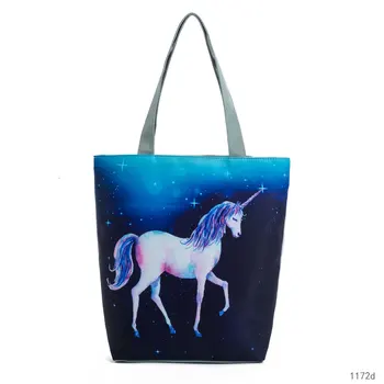 

Mikyahouse Two Unicorn Printed Canvas Shoulder Bag Large Capacity Shoulder Bag Suitable For All Occasions Summer Women Handbag