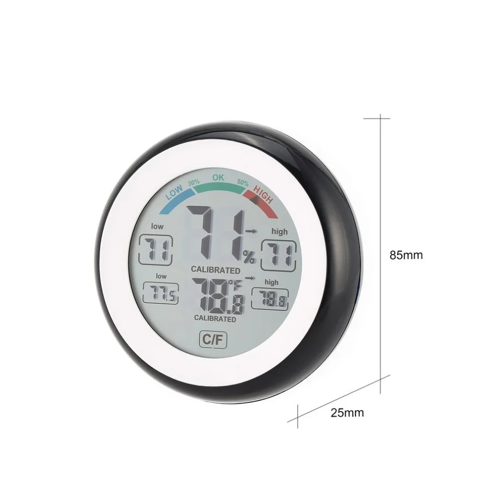 Круглый ЖК-дисплей с сенсорным экраном комнатный температурный гигрометр Метеостанция цифровая подсветка сенсорный экран время часы термометр