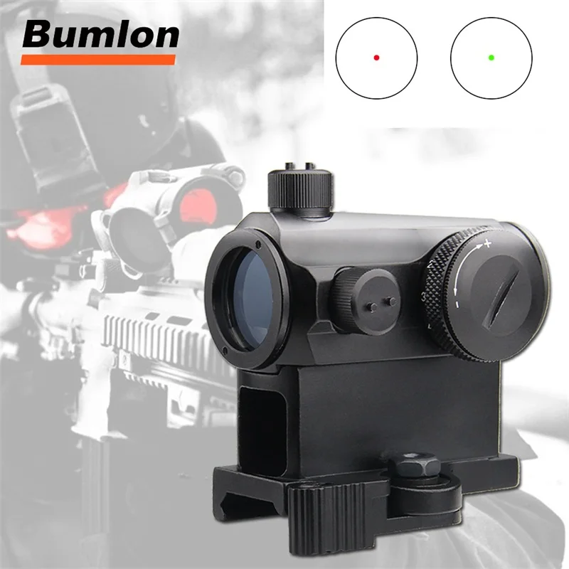 Scope com qd Sight para a para a Caça de Airsoft Novo Mini Micro 1×24 Reflex Verde & Red Dot Sight Riser Mount Quick Detach Rápida Red Dot Caça de Airsoft