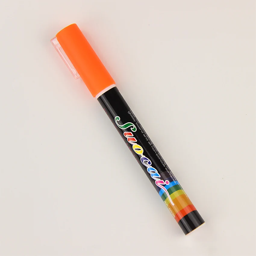 1 шт., 8 цветов, ручка-маркер 3 мм Жидкий Мел флуоресцентные неоновые Маркер СВЕТОДИОДНЫЙ Стекло доска художественный Маркер ручки канцелярские принадлежности - Цвет: Orange
