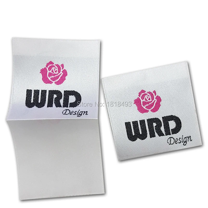 Free shipping customize clothing loop fold tags/satin woven labels