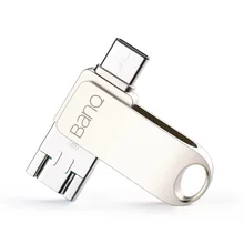 BanQ C80 type-C/Micro/USB 3,0 три в одном USB флеш-накопитель 32 Гб металлический флеш-накопитель 64 ГБ тип C Высокоскоростной флеш-накопитель 16 Гб