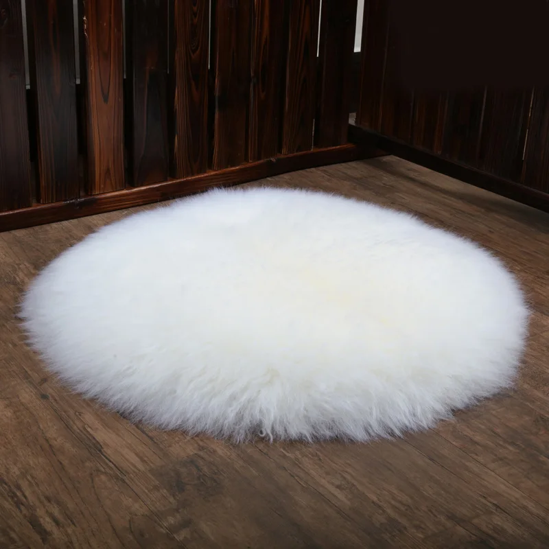 New-Round-Long-Wool-Car-Seat-Cover-Sheepskin-Fur-Wool-Chair-Cushion-Winter-Plush-Mats-Used