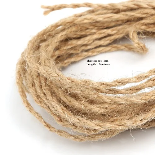 2/4/6mm Burlap Ribbon 5M/lot Natural Hessian jute Twine Rope For DIY Rustic Wedding Christmas Party Decoration Accessories - Цвет: 2mm 5Meter