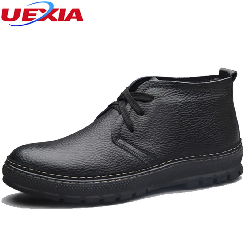 

UEXIA Fashion Ankle Leather Handmade Sewing Lace-up Wool Boots Men Shoe Antiskid Wear-resistant Working Boots Motorcycle Quality