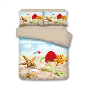 

Sand Beach Sea Starfish Bedding Set Bed Covers Bedspreads Twin Full Queen King 3/4pc Children's Adults Bedroom Decora Blue Color
