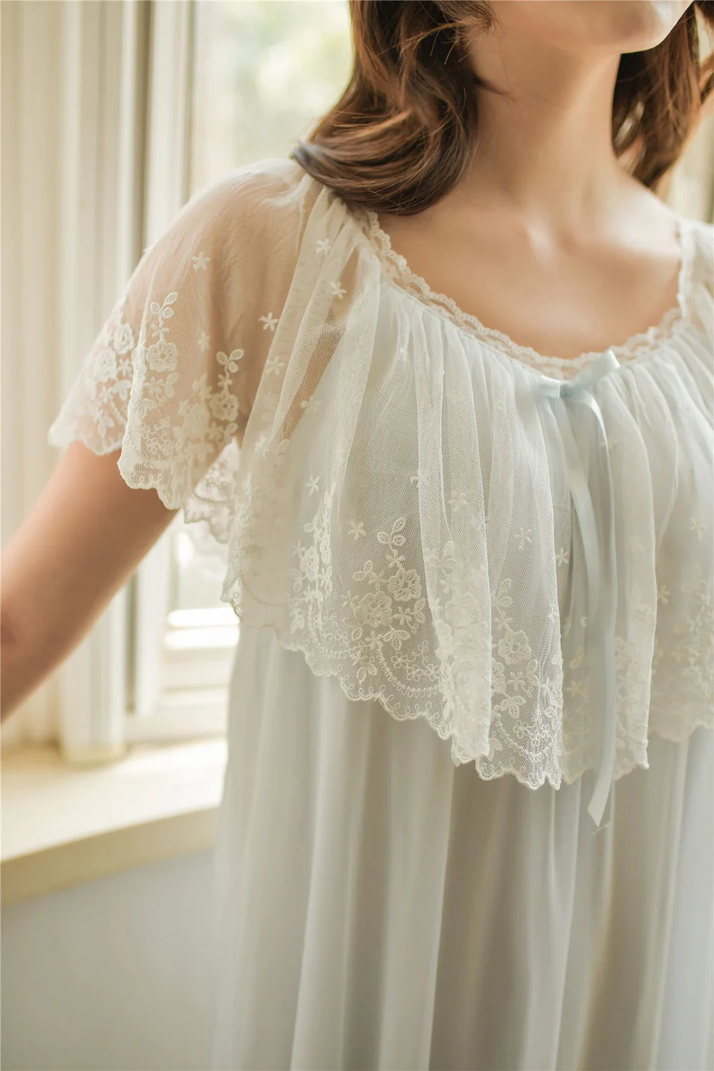 Сексуальная винтажная кружевная ночная рубашка с v-образным вырезом на спине из чистого хлопка с круглым вырезом и без рукавов, тонкая стильная женская ночная юбка