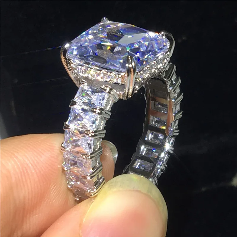 Роскошные ювелирные изделия Серебряное кольцо Принцесса cut 5ct AAAAA Циркон Cz