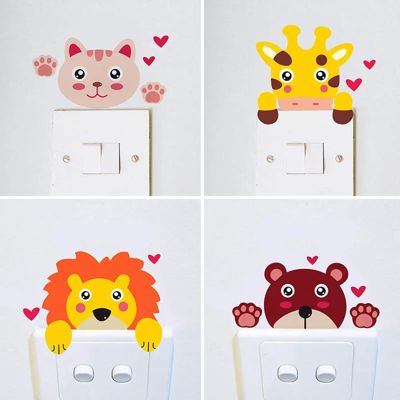 

1Pc Wall Stickers Cute Animals Switch Sticker PVC Removable Wallpaper Home Decor Monkey/ Lion/ Zebra Kids Rooms Accessories