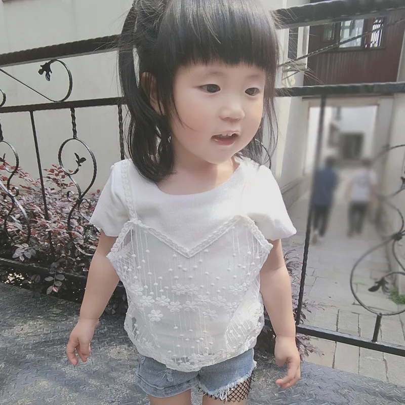 Female children's wear t-shirts Bud silk unlined upper garment fashion |