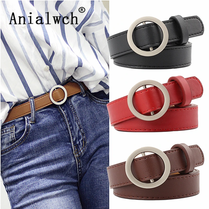 

105X2.3CM Ladies Silver Round buckle black belts for women Student Jeans wide decorative dress belt female waist belt woman n121