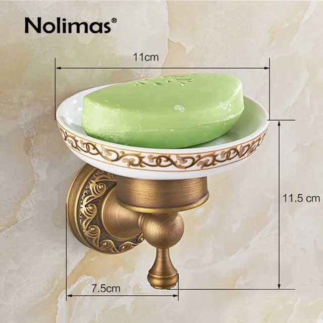 Antique Bathroom Hardware Set Toilet Paper Holder Towel Bar Toothbrush Holder Soap Dish Clothes Hook Copper Bathroom Accessories - Цвет: Glass Soap dish