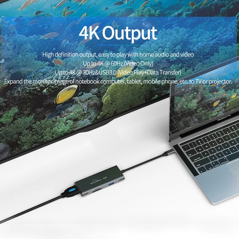 Blueendless USB-C сплиттер type C 3,1 3 порта USB C концентратор для нескольких USB 3,0 SD TF карт для MacBook Pro Аксессуары USB C концентратор