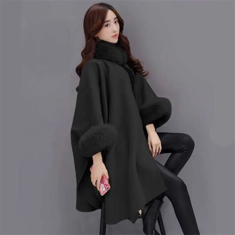 wool coat women coat Free shipping winter coat women fur collar Fox fur medium-long woolen coat plus size manteau femme S-3XL wool coat women coat Free shipping winter coat women fur collar Fox fur medium-long woolen coat plus size manteau femme S-3XL