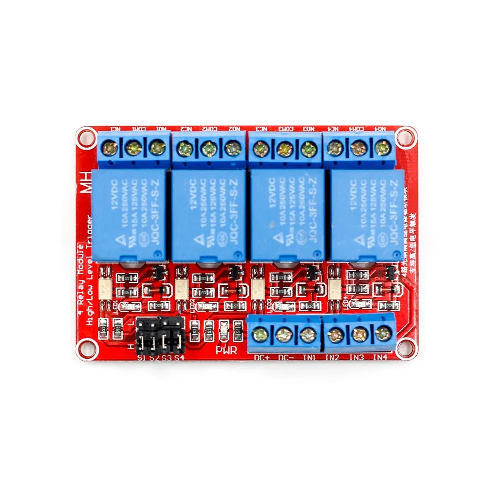 4-канальный 4 дорожный релейный модуль с оптопары изоляции Поддержка высокого и низкого уровня триггера релейный модуль 12 В