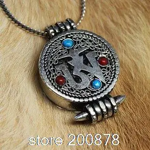 

TGB009 Tibetan silver Antiqued small OM amulets Prayer Box,22mm,round GAU amulet pendants