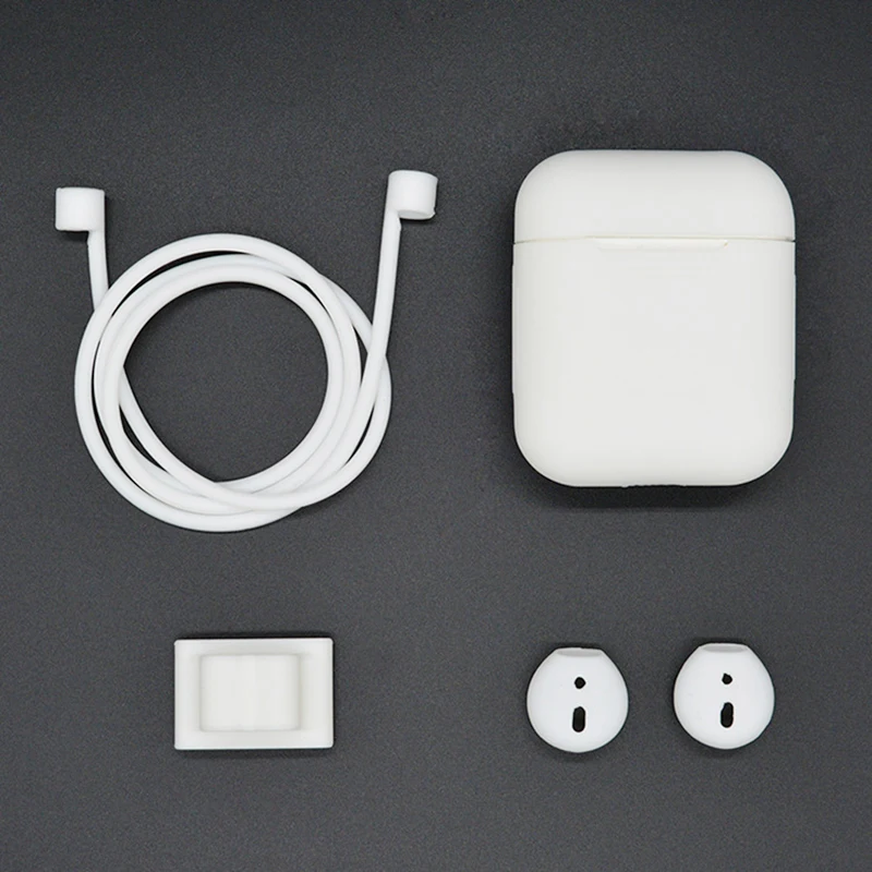 Чехол для наушников 4 в 1 противоударный чехол Apple AirPods мягкий силиконовый