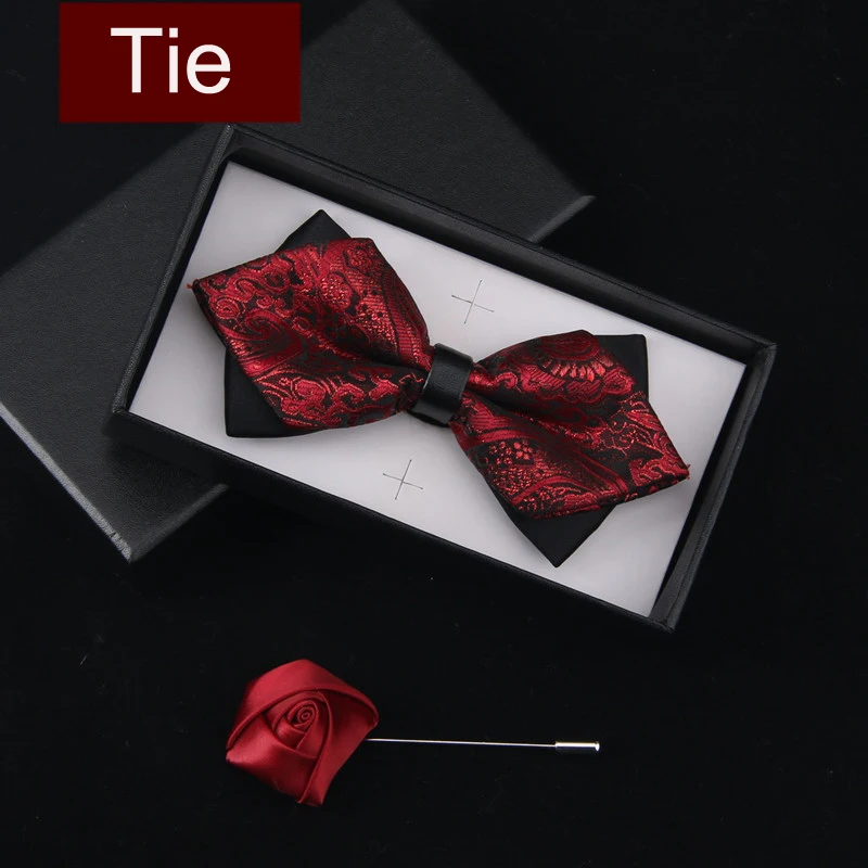 

Fashion bow tie print Bowtie pocket sets gravata creative ties for men Shirt necktie party business wedding cravate pour homme