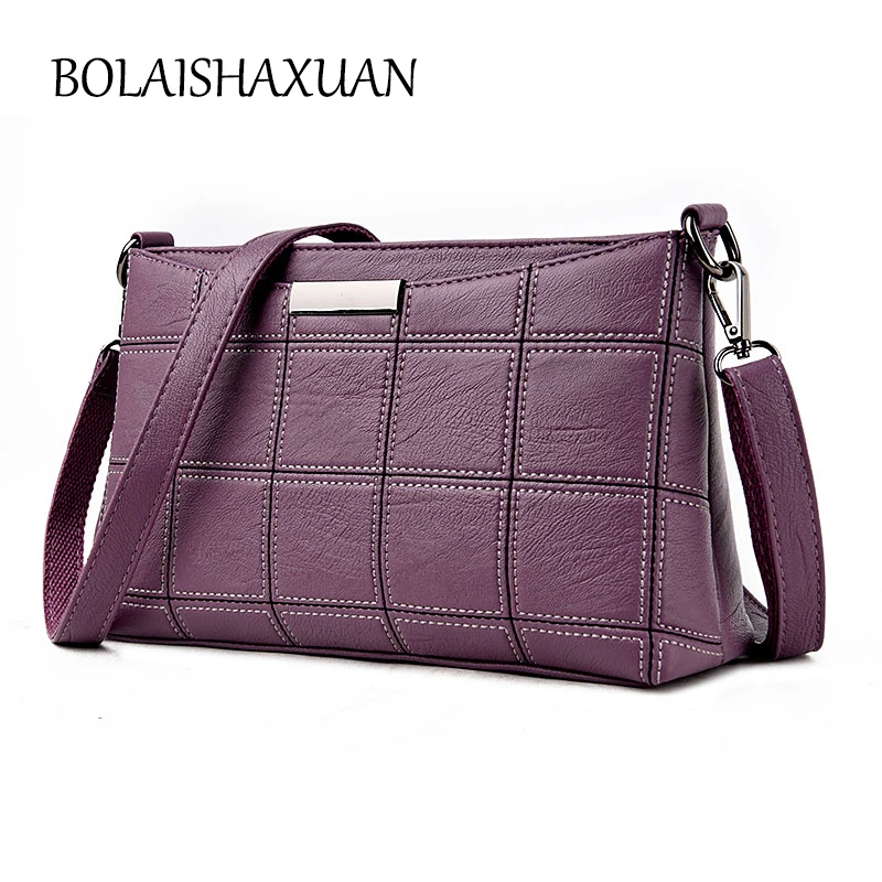 Women Plaid Genuine Leather Shoulder Bags sac a main 2017 Luxury Designer Crossbody Bag Female Handbags