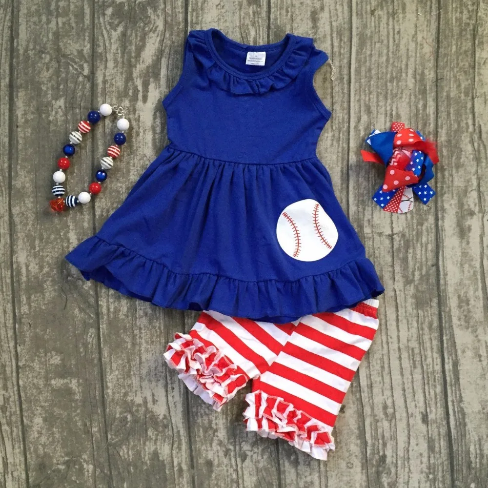 baby girls summer clothing children girls baseball summer outfits children girls top with res