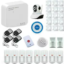 ANDROID IOS APP Wireless Wired WIFI GSM GPRS Sistema de Alarma Hogar sistema de seguridad con 2 pet pir motion sensor de cámara ip inalámbrica