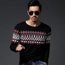2017 Mens T Shirts Fashion New O-Neck Slim Fit Print Long Sleeve T Shirt Mens Clothing Trend High-quality Casual T-Shirt 4XL
