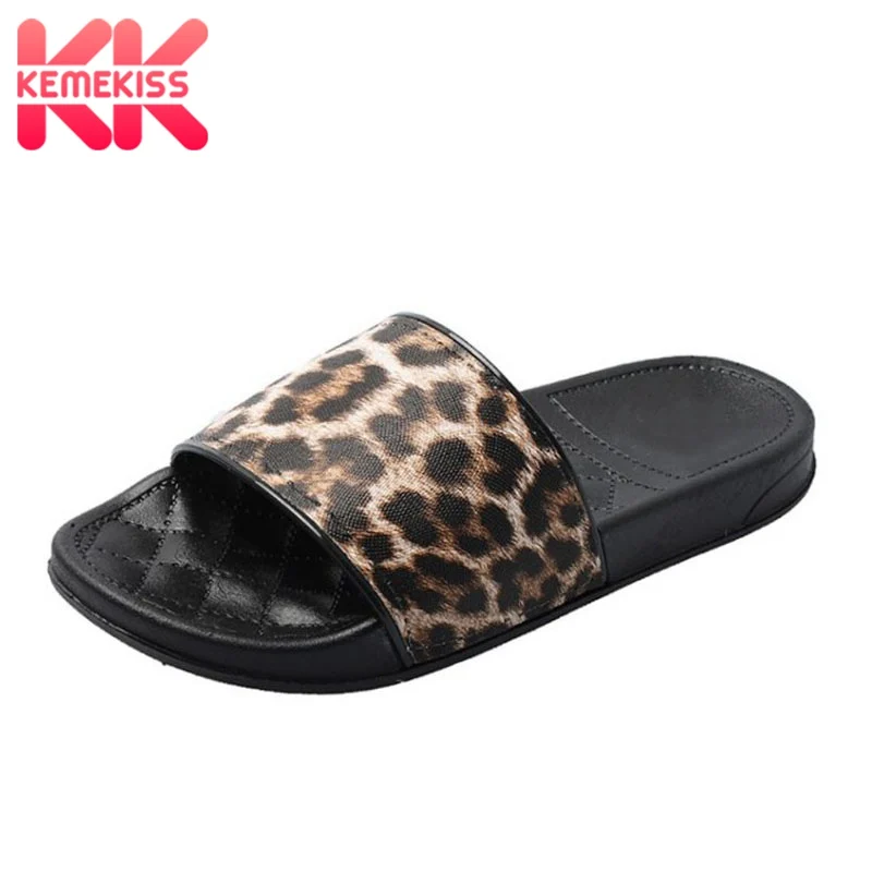 

KemeKiss Women Flats Sandals Fashion Leopard Summer Slippers Sexy Beach Slides Shoes Women Outdoor Bedroom Sandals Size 36-40