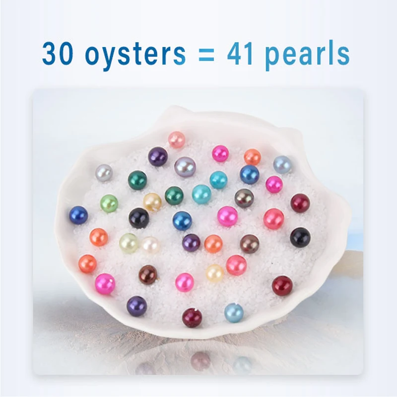CLUCI 30pcs 6-8mm Mix 20 Colors Round Akoya Pearl in Oyster Saltwater Pearl Beads Jewelry  Akoya Oysters with Pearls WP152SB 3