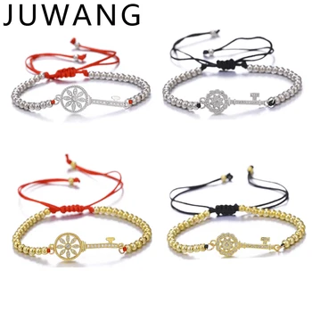 

10pcs AAA Cubic Zircon Copper Beads Handmade Bracelet&Bangles Flower key Bracelets for Women Rose Gold color For Female