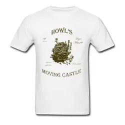 Воет Moving Castle футболка Для мужчин 3D футболка Ретро Аниме футболки белые топы 80 s Винтаж Костюмы хлопковые футболки Прямая доставка