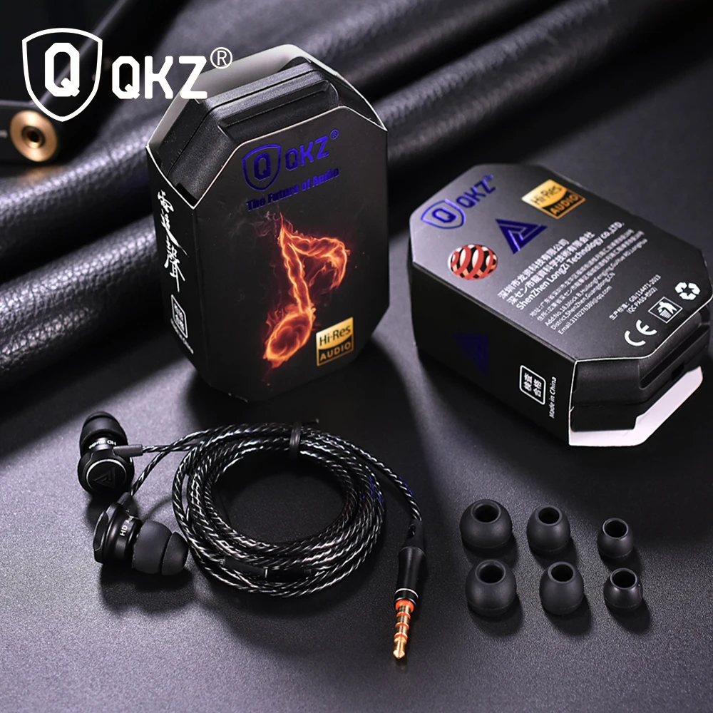 Оригинальные стереонаушники QKZ с микрофоном наушники вкладыши басами