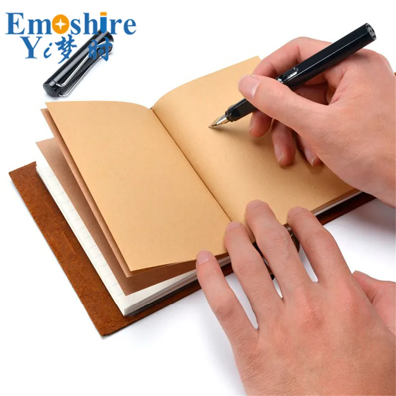 Emoshire New travel notebook retro insert terms leather notebook manual loose-leaf book crazy horse leather diary (2)