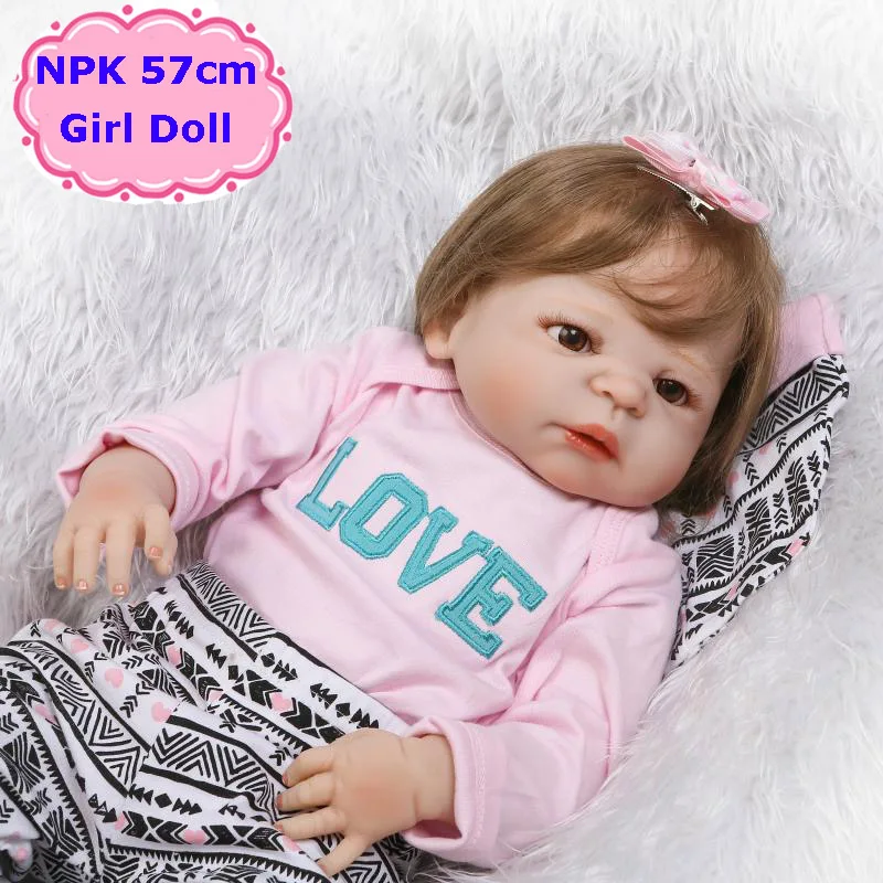 

New Arrival 22" NPK Lifelike Reborn Baby Girl Doll Full Silicone Bebe Reborn Toys Adorable Kids Interactive Toys Boneca For Girl