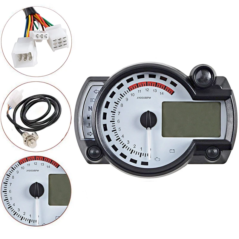 

New Motorcycle Meter Multifunction LCD Digital Tachometer Odometer 15000rpm Adjustable MAX 299KM/H KOSO RX2N Similar