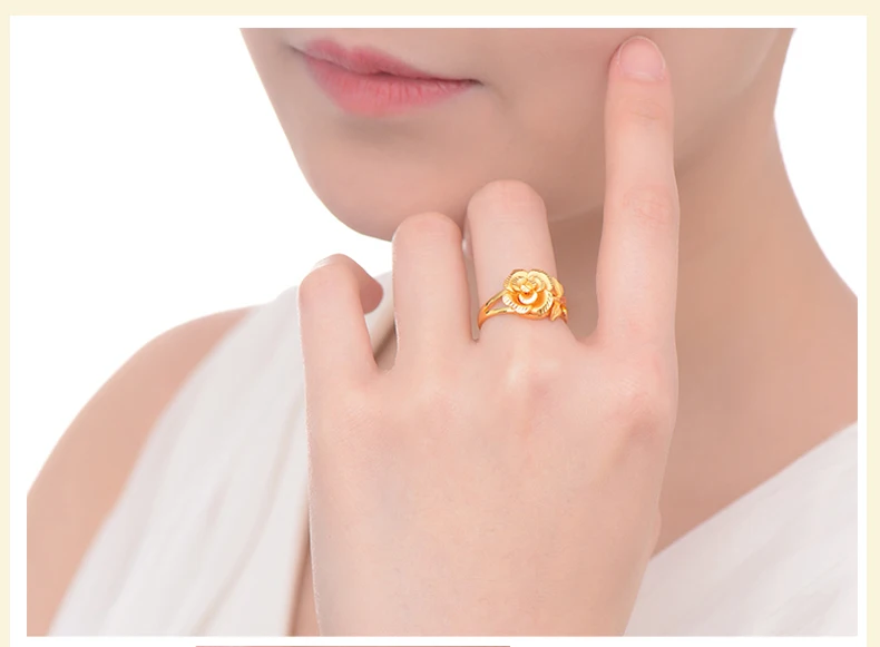 YSF 24K золотое кольцо Настоящее AU 999 цельное золото красивая элегантная очаровательная Роза высококлассная Модная классика ювелирные изделия Новинка