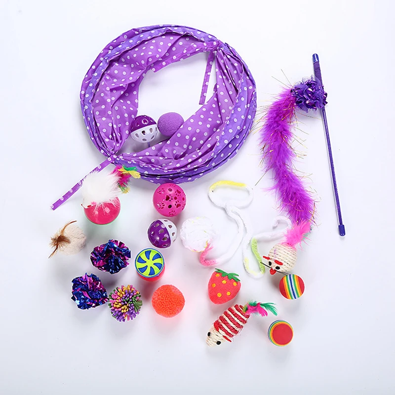 

New Arrives 24 Pcs Cat Toys Cats Tunnel Interactive Toys Animal Squeak Funny Cat Colorful Combination Toys For Cats Pet Products