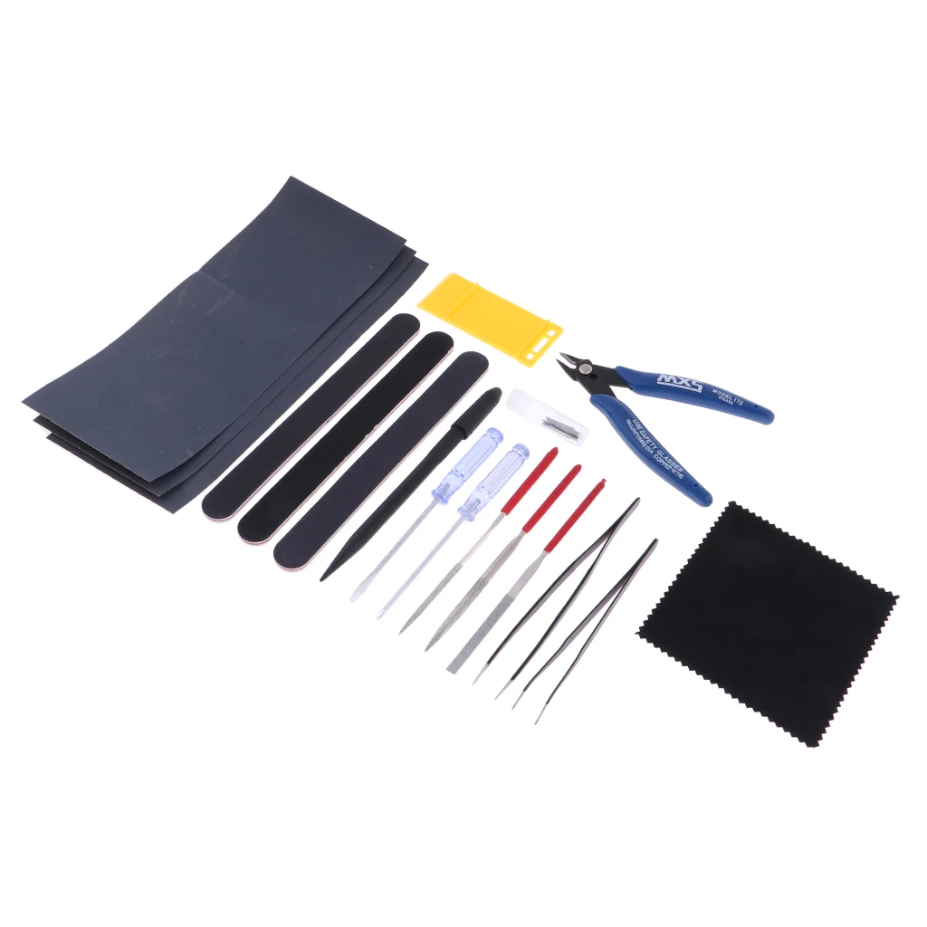 17Pcs/set Military Model Making Tools Kit Graver Pliers Tweezers Polished Assembly Tool Professional Set for Gundam