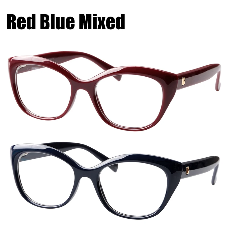 SOOLALA, весенние шарнирные очки для чтения, для женщин и мужчин, очки с большими прозрачными линзами для чтения, очки для чтения+ от 0,5 до 4,0 - Цвет оправы: Red Blue Mix