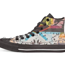 Для птиц Дека скейтборда дизайн дышащая Повседневная Высокая шнуровка холщовая обувь кеды